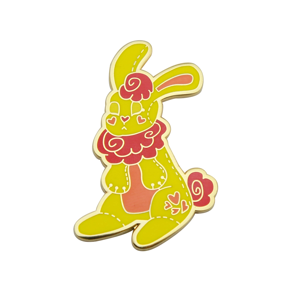Factory Custom Cute Fashion Rapper Cartoon Metal Enamel Brooch Rabbit Lapel Pins