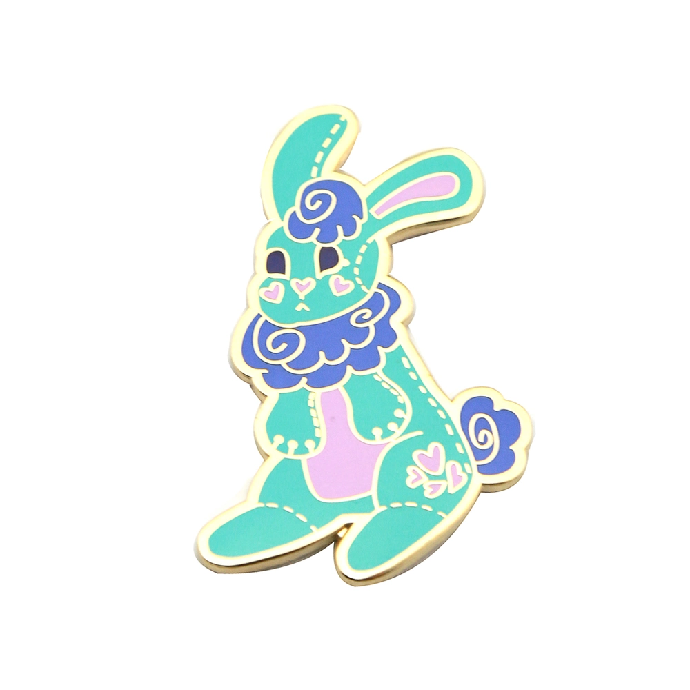 Factory Custom Cute Fashion Rapper Cartoon Metal Enamel Brooch Rabbit Lapel Pins