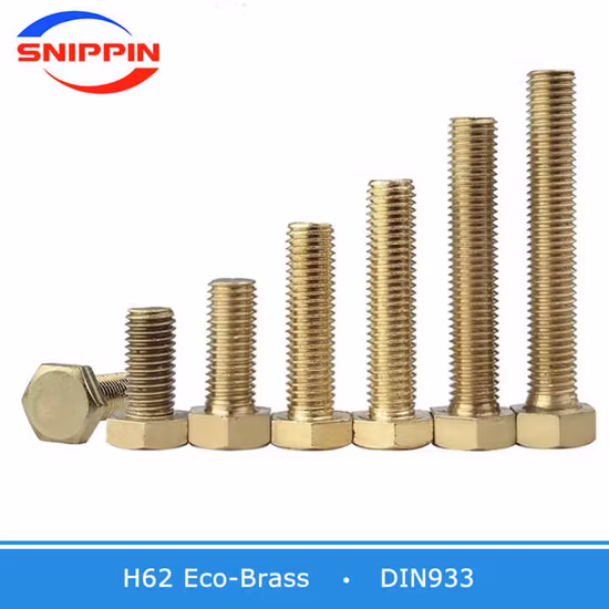 DIN933 M3 M4 M6 M8 M10 Full Thread Brass Hex Head Bolt